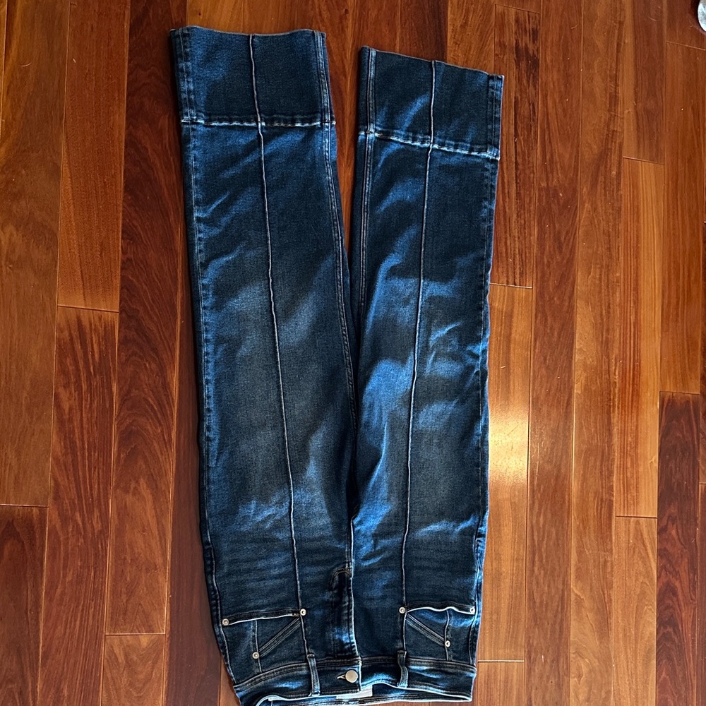 Classic Dark Blue Jeans with Tan Patch